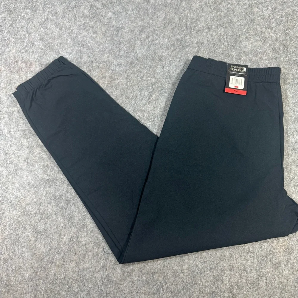 Banana Republic Mens Motion Tech Hybrid Pant Black Size 34 Tapered Performance